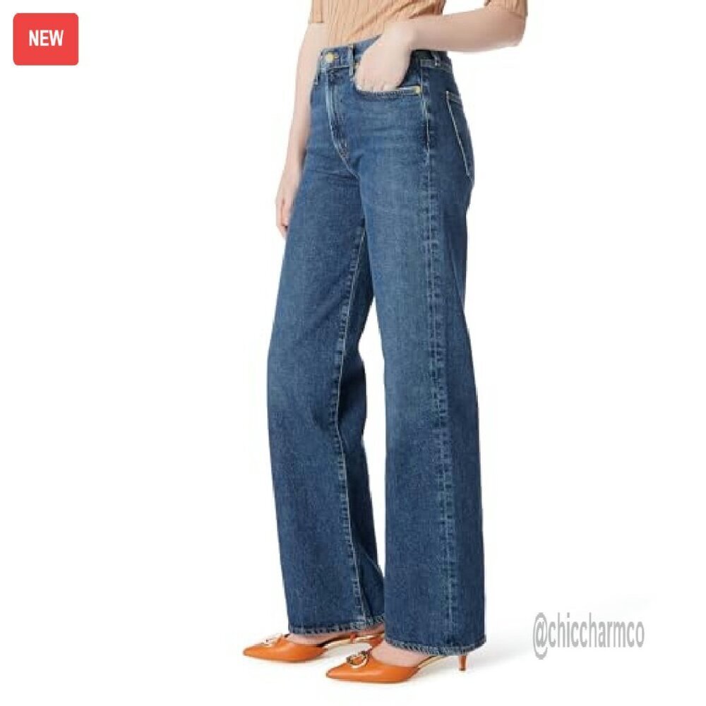 High Rise Wide Leg Jeans with 5 Pockets - Straight Fit Denim - Picture 3 of 5